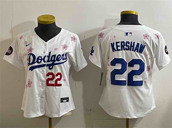 Youth Los Angeles Dodgers #22 Clayton Kershaw White 2025 Tokyo Series Limited Stitched Baseball Jersey