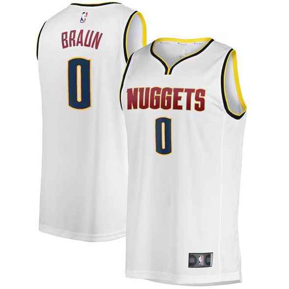 Youth Denver Nuggets #0 Christian Braun White Association Edition Stitched Basketball Jersey
