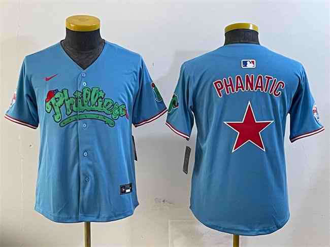 Youth Philadelphia Phillies Light Blue Phanatic Limited Stitched Jersey
