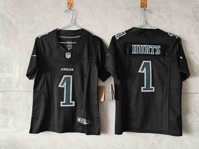 Youth Philadelphia Eagles #1 Jalen Hurts Black Fashion F.U.S.E Vapor Untouchable Limited Stitched Football Jersey