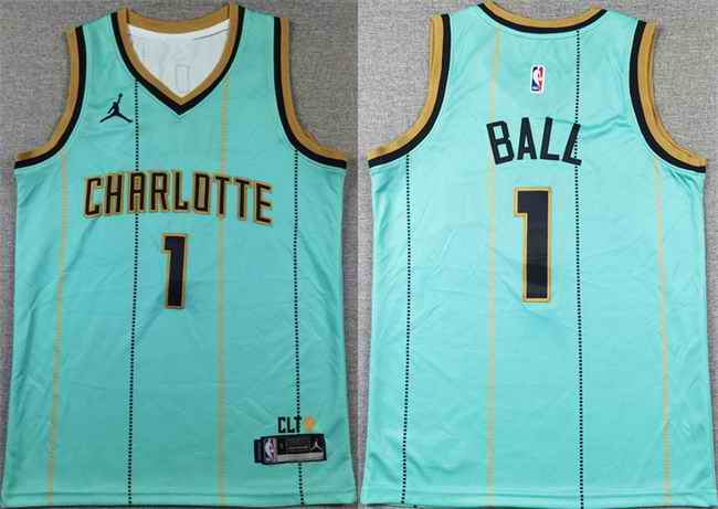 Youth Charlotte Hornets #1 LaMelo Ball Teal 2024/25 City Edition Stitched Basketball Jersey