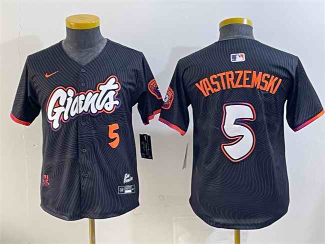 Youth San Francisco Giants #5 Mike Yastrzemski Anthracite 2025 City Connect Limited Stitched Baseball Jersey