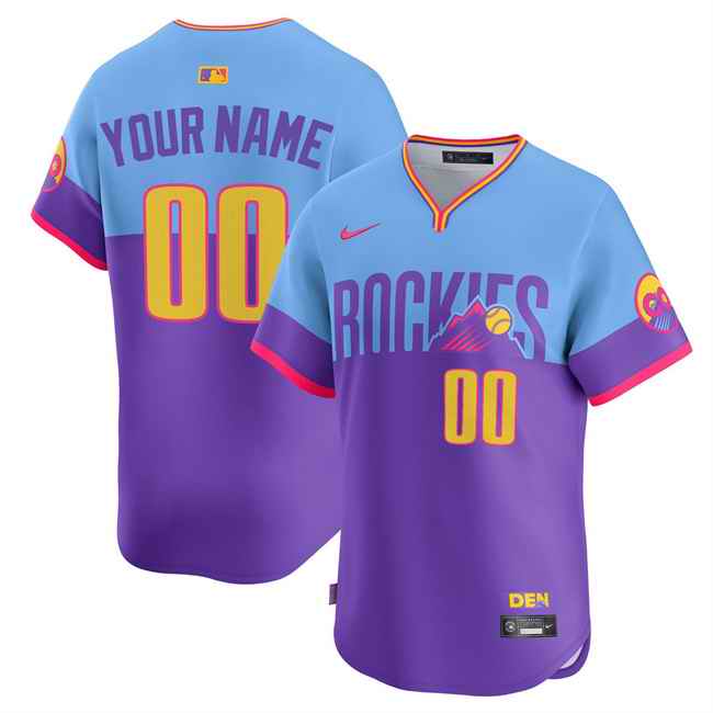 Youth Colorado Rockies ACTIVE PLAYER Custom Purple/Light Blue 2025 City Connect Limited Stitched Baseball Jersey
