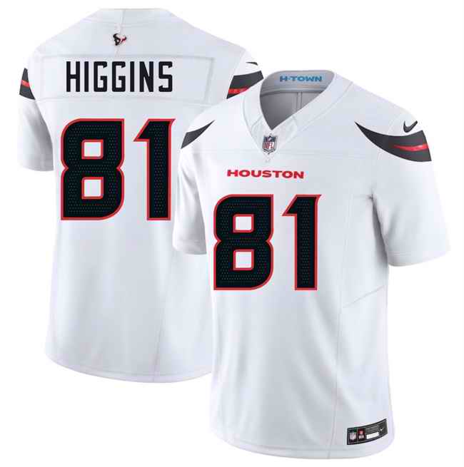 Youth Houston Texans #81 Jayden Higgins White 2025 Draft Vapor F.U.S.E. Limited Stitched jersey