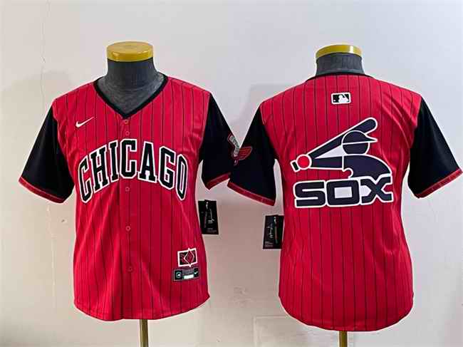 Youth Chicago White Sox Team Big Logo Red/Black 2025 City Connect Limited Stitched Baseball Jersey 003