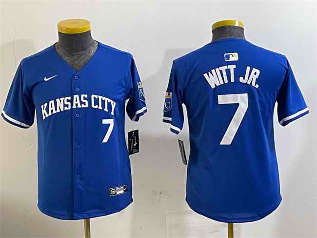 Youth Kansas City Royals #7 Bobby Witt Jr. Royal Limited Stitched Baseball Jersey