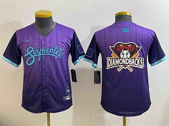 Youth Arizona Diamondbacks Team Big Logo Purple 2025 City Connect Limited Stitched Baseball Jersey