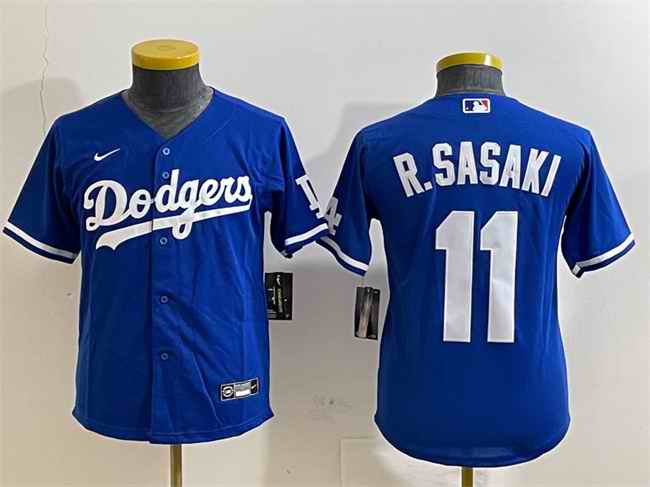 Youth Los Angeles Dodgers #11 Roki Sasaki Royal Cool Base Stitched Baseball Jersey