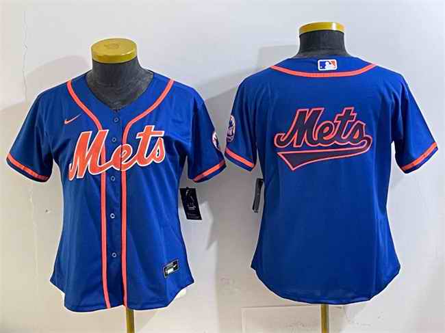 Youth New York Mets Team Big Logo Royal Cool Base Stitched Baseball Jersey