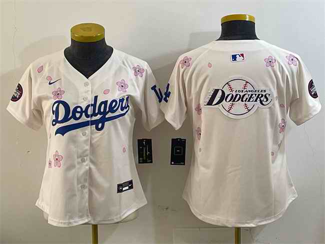 Youth Los Angeles Dodgers Team Big Logo Cream 2025 Tokyo Series Limited Stitched Baseball Jersey