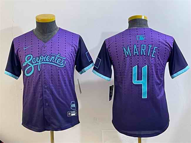 Youth Arizona Diamondbacks #4 Ketel Marte Purple 2025 City Connect Limited Stitched Baseball Jersey