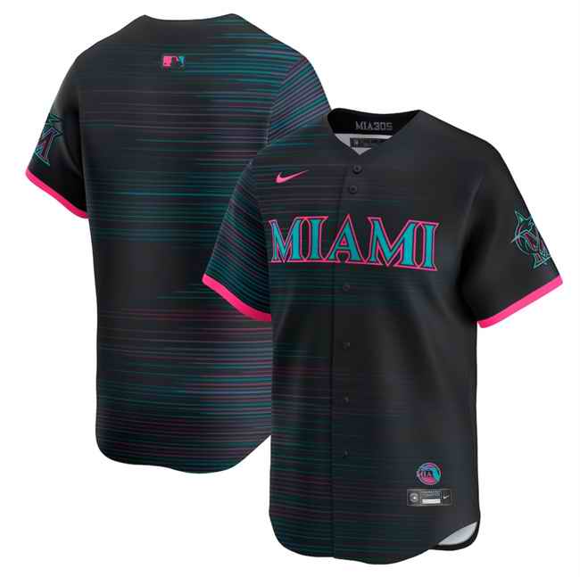 Youth Miami Marlins Blank Black 2025 City Connect Limited Stitched Baseball Jersey